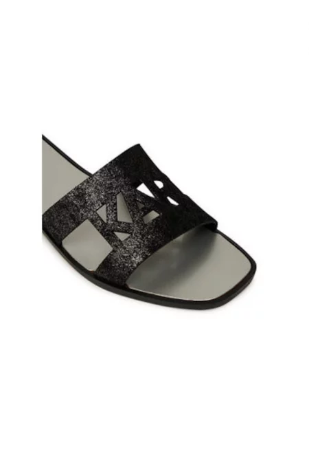 Дамски джапанки - KL80402 -  Естествена кожа - Черни - Черен