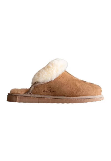 Дамски кожени чехли  - 86577 - Кафяв