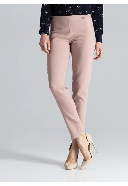 Дамски панталон -  модел M328 - висока талия - розов - полиестер/еластан/вискоза
