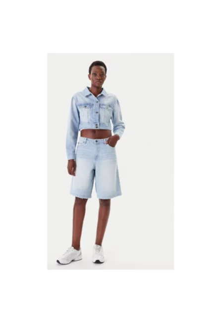 Дамско дънково яке  PD00005493 - Памук - Син - Син