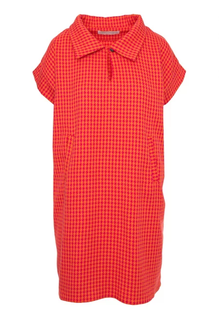 Десенирана рокля с памук - Оранжев