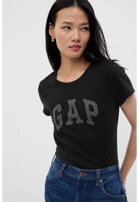 Десенирана тениска с овално деколте