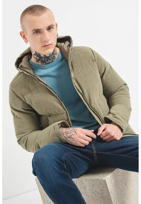 Джинсово зимно яке с гъши пух - Папратово зелено