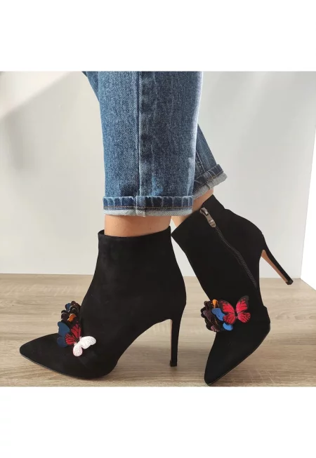 Елегантни дамски боти  Mh003-2351 Black Velvet - Черно кадифе - Черен