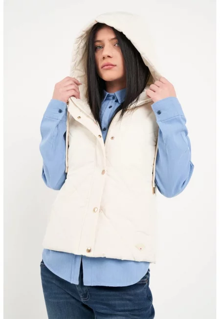 Елек с качулка - Бял