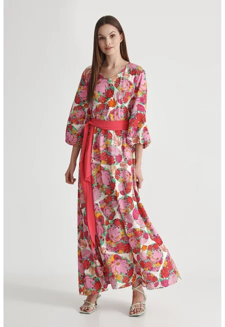 Флорална рокля Oslo с бухнали ръкави