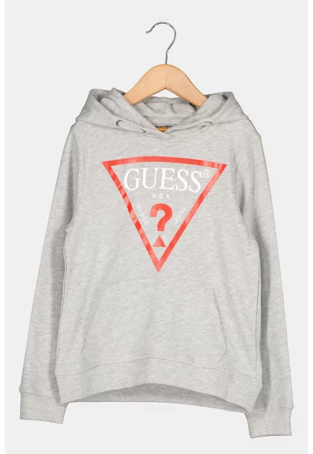 GUESS - Памучно худи с джоб кенгуру