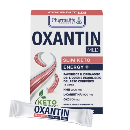 HMB 2000 mg + L-Карнитин 1000 mg + Зелен чай – Контрол на теглото и кето баланс, Oxantin Med Slim Keto Energy+, 15 сашета