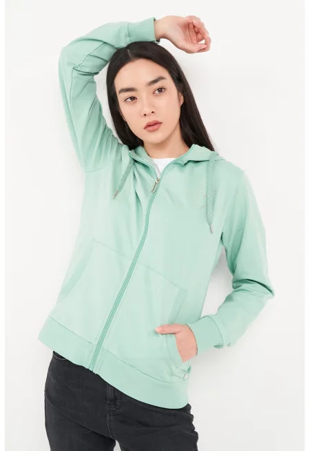 Худи с бляскави елементи - Ментово зелено