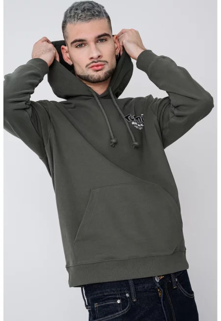 Худи с лого и джоб кенгуру - Зелен