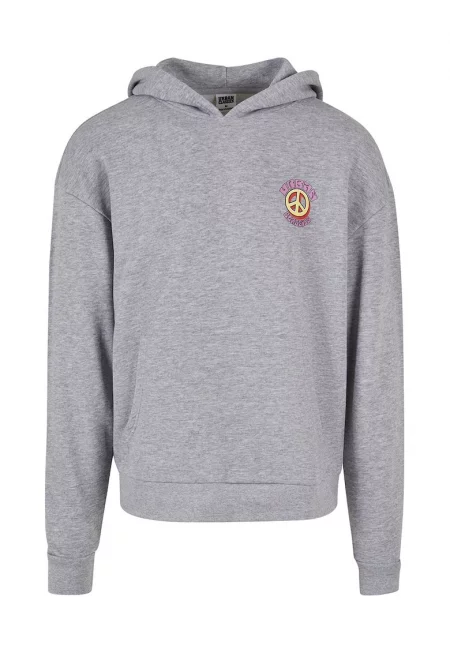 Худи с принт на гърба - Сив меланж