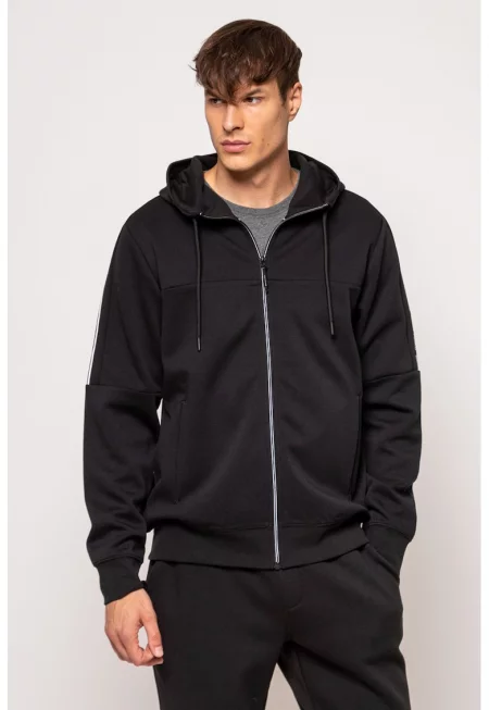 Худи Smart с цип и странични джобове - Черен