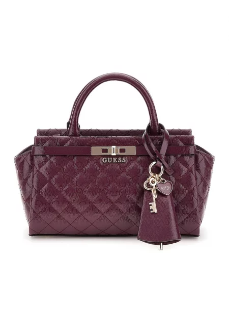 Капитонирана чанта за рамо от еко кожа - Бордо