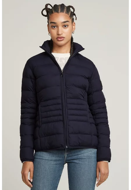 капитонирано зимно яке с яка - Ултрамарин синьо