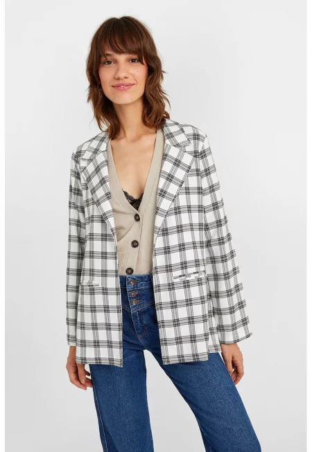 Карирано сако - Черен/Кафяв/Бял