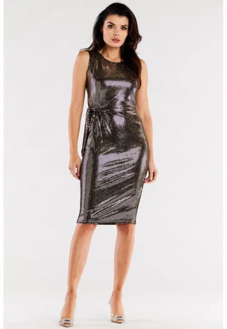 Къса рокля без ръкави с кръгло деколте A560