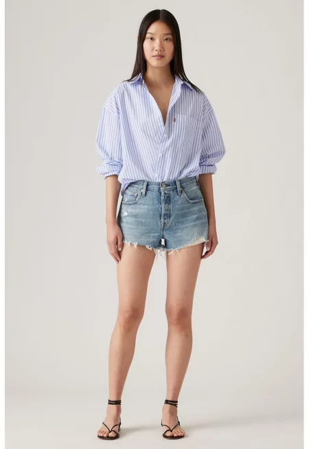 Къси дънки 501® с висока талия - Петролно синьо