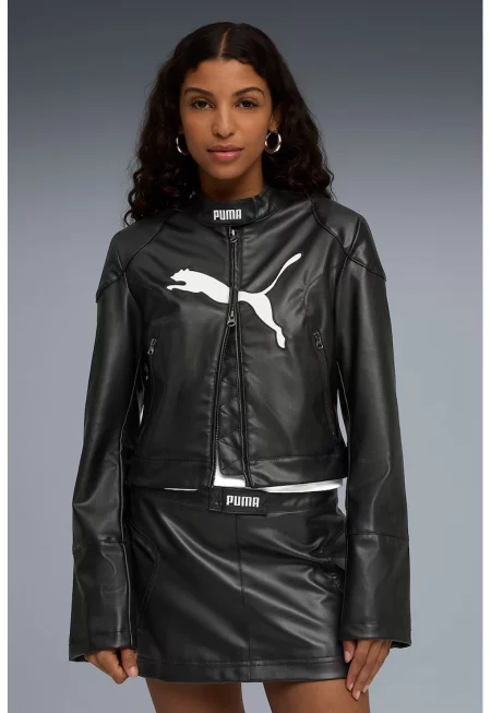 Късо яке Racer от еко кожа