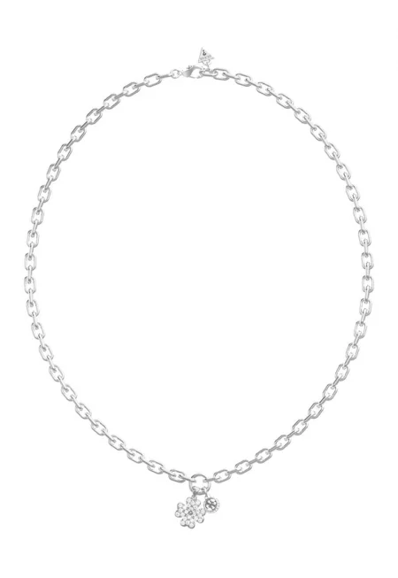 Колие от неръждаема стомана с кристали - Сребрист