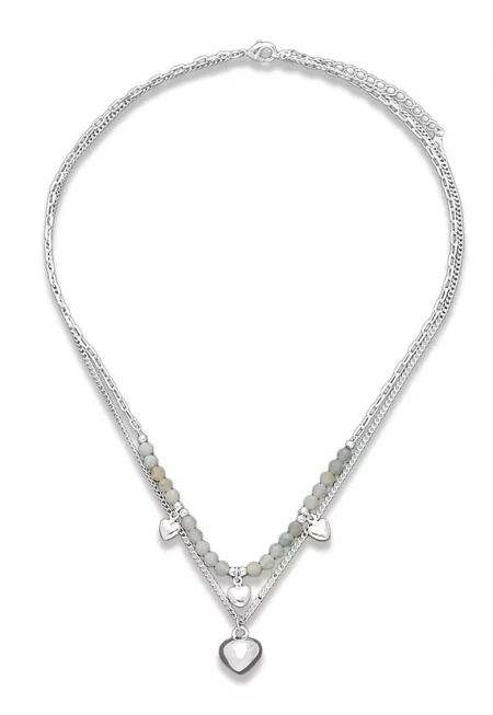 Колие с посребрено покритие с амазонит