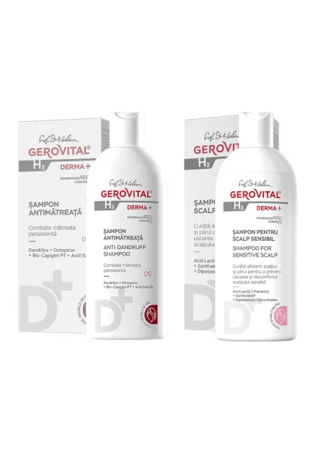 Комплект  H3 Derma+: Шампоан против пърхот 200 мл + Шампоан за чувствителен скалп 200 мл