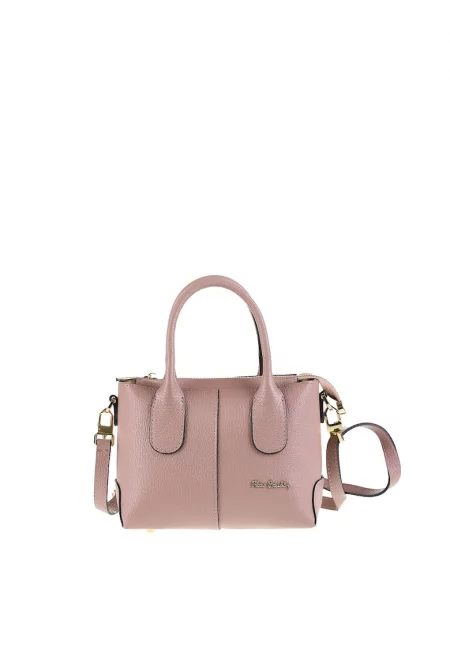 Кожена чанта през рамо Floriana - Тъмнорозов