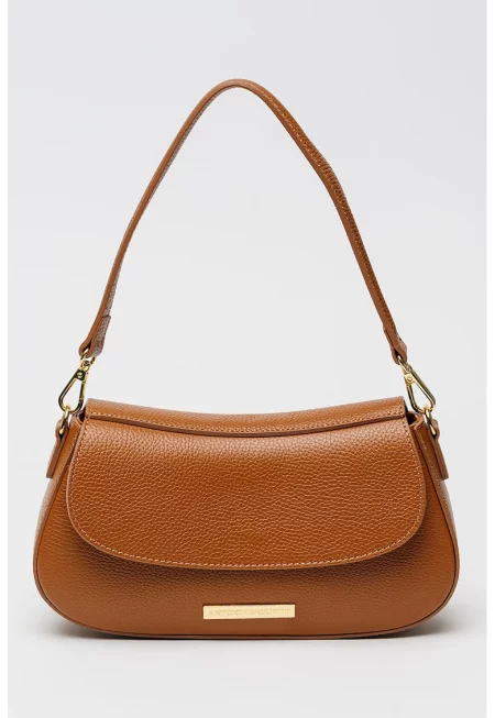 Кожена чанта през рамо - Канелено кафяво