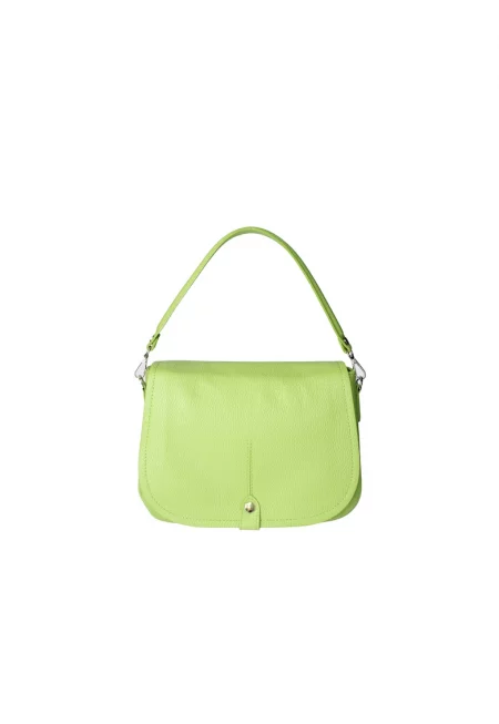 Кожена чанта през рамо с капаче - Зелен