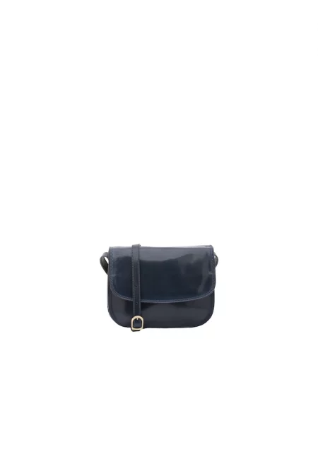 Кожена чанта през рамо - Син