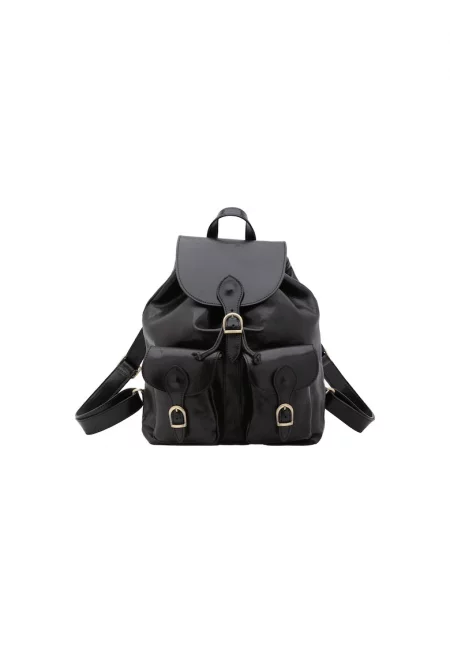 Кожена раница с джобове с капаче