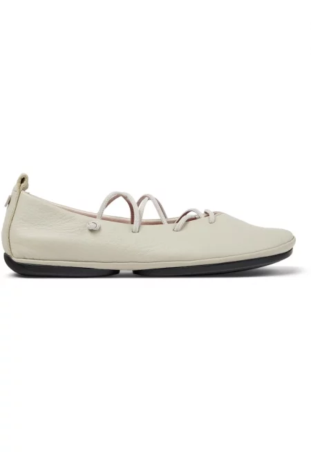 Кожени пантофки Right Nina с връзки - Светло сив