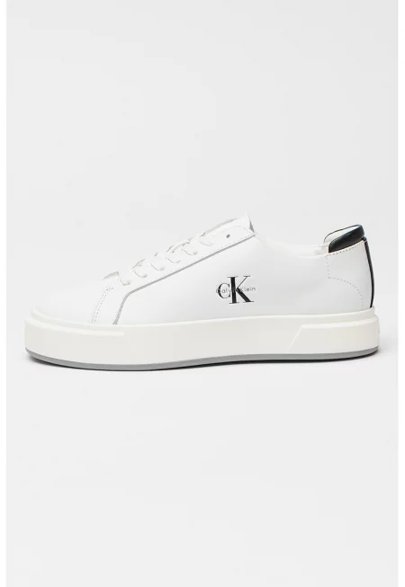 Кожени спортни обувки с лого - Бял