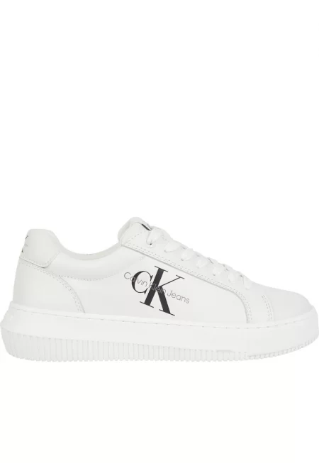 Кожени спортни обувки с лого - Бял