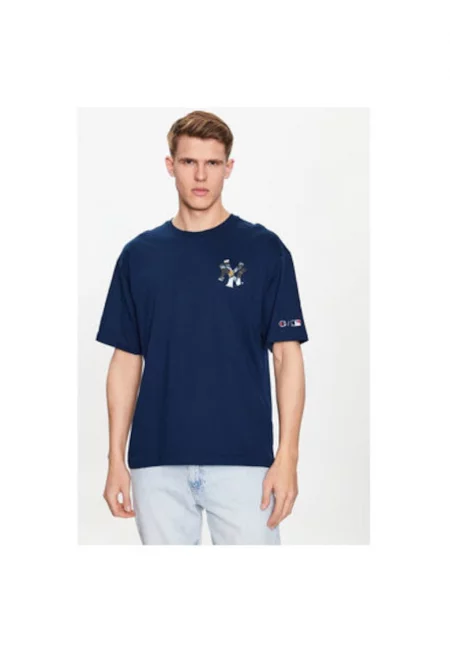 Мъжка тениска -  302216888 - Памук - Син - Син