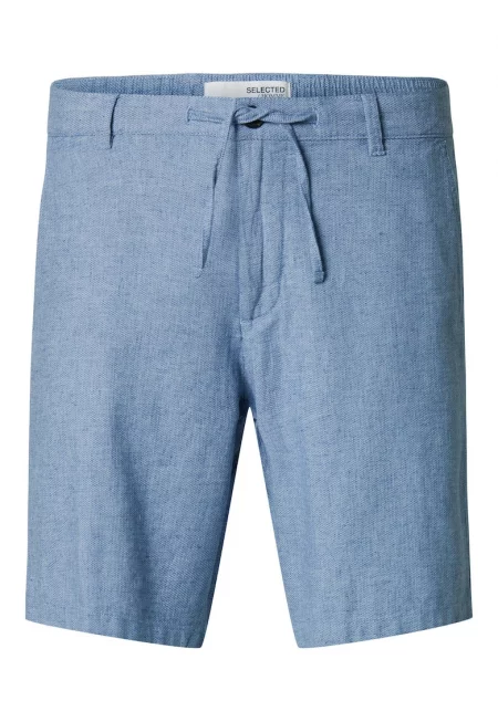Мъжки къси панталони  16087638 - Органичен памук/лен - Син - Син