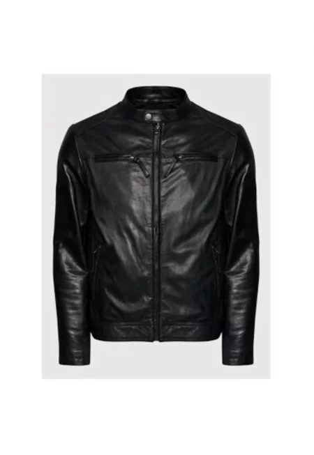 Мъжко яке -  209242393 - Естествена кожа - Черно - Черен