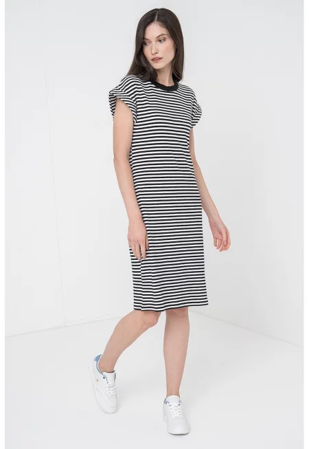 Миди рокля-тениска - Бял/Черен