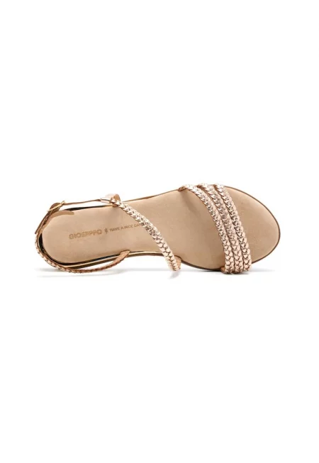 Ниски кожени сандали със сплетен дизайн - Златист