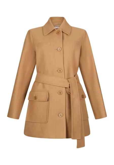 Палто с вълна с връзка