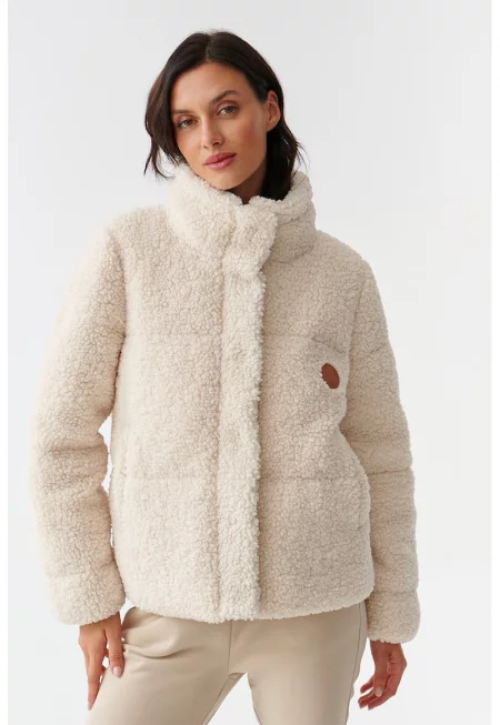 Палто със средна яка - Крем