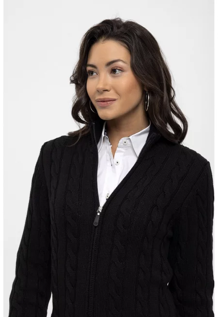 Памучен пуловер с цип