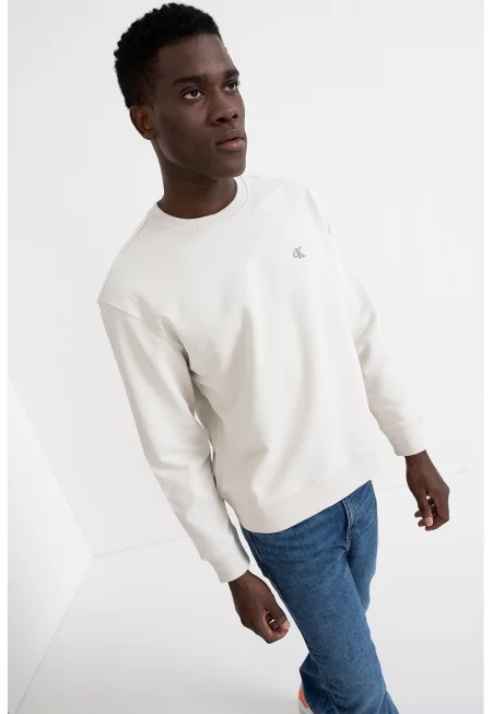 Памучен суитшърт с паднали ръкави - Мръснобял