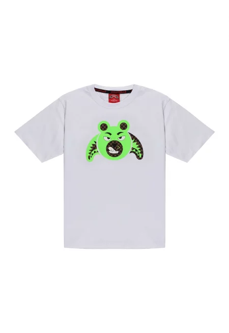 Памучна тениска с фигурален принт - Бял