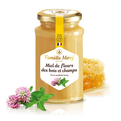 Пчелен мед букет от полски и горски цветя и билки (от Франция) - Miel de fleurs des bois et champs, 360 g