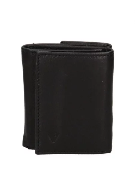 Портфейл от еко кожа с тройно прегъване - Черен