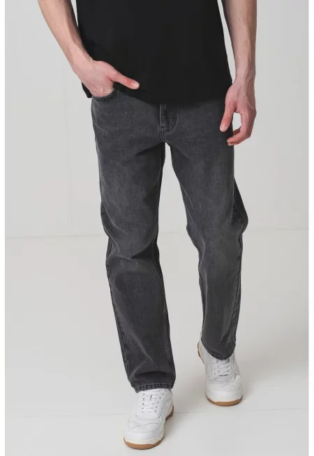 Прави дънки с лого - Избеляло черно