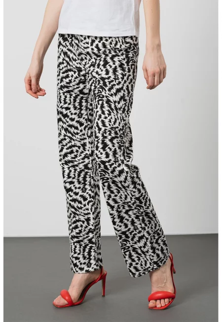 Прави дънки с принт - Бял/Черен