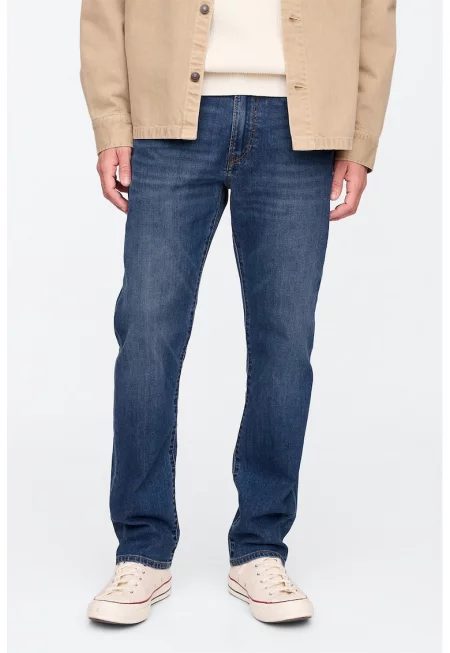 Прави дънки със средновисока талия - Индигово синьо