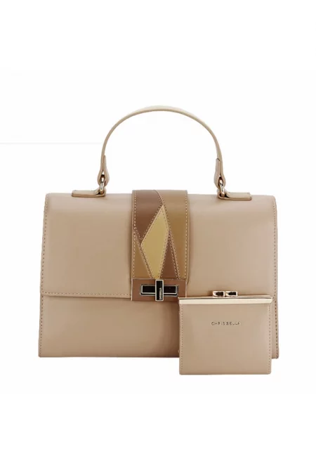 Премиум тъмнобежова чанта с портфейл CB2400-1 15 15306