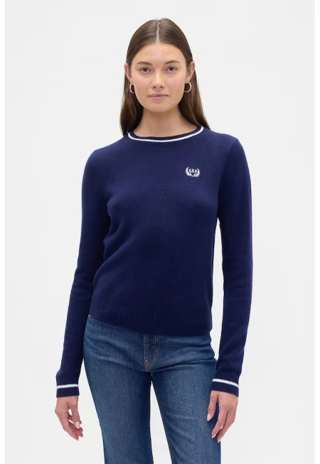 Пуловер с памук с овално деколте